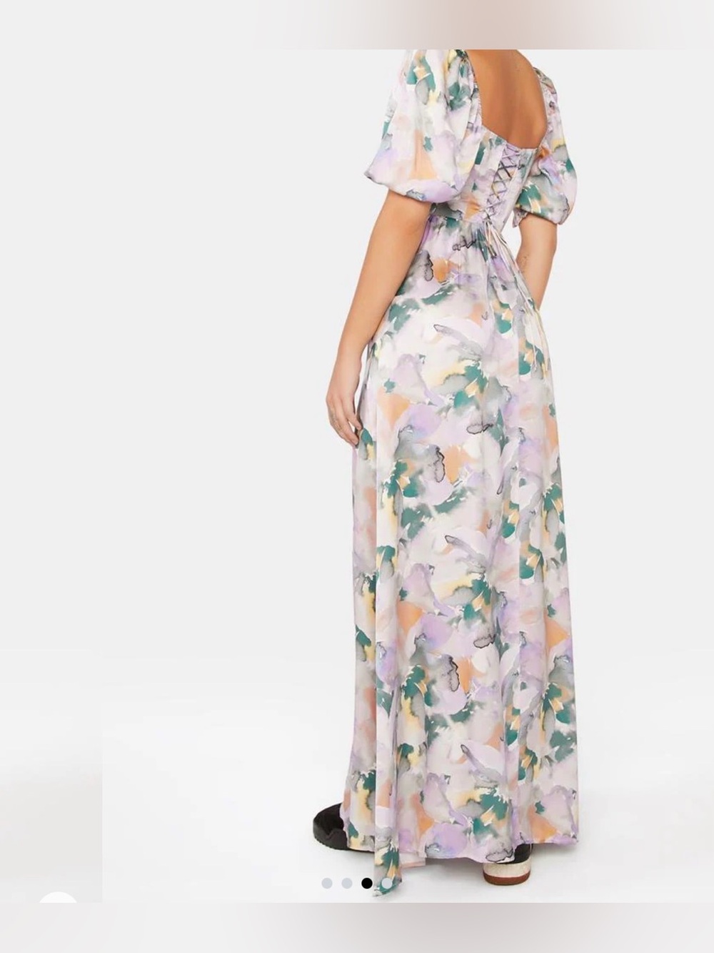 For Love and Lemons- Floral Puff-Sleeve Maxi Dress- Lavender & Green- never worn - Picture 4 of 7